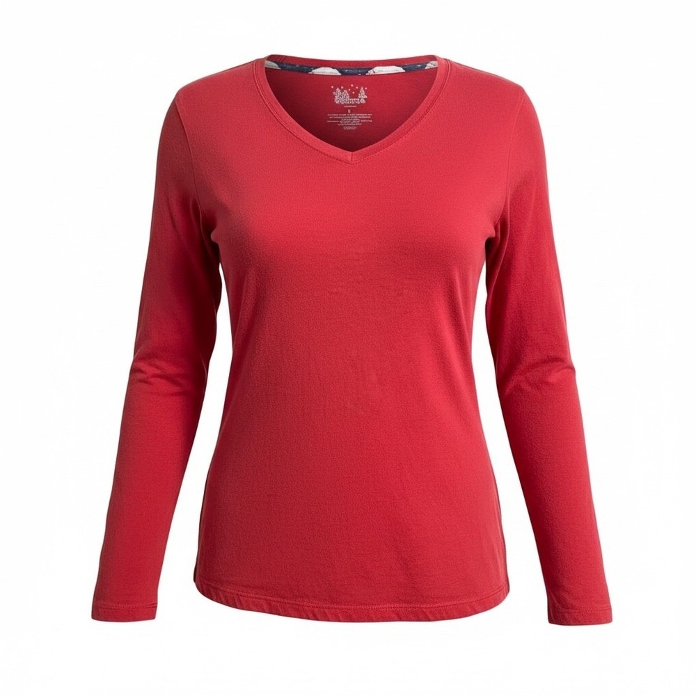 Sonoma Goods For Life Red V-Neck Long Sleeve Tee Shirt Womens Large L